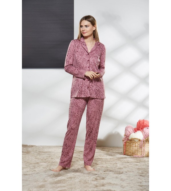 PJS Kadın Düğmeli Pijama Takımı Pjs21148