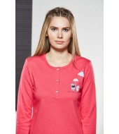 PJS Kadın Düğmeli Pijama Takımı Pjs21126