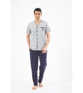 Pjs 22302 Erkek Düğmeli Pijama Takım